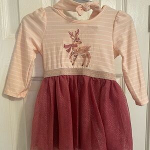 NWT Young Hearts Sequin Reindeer Dress, Diaper Cover, and Headband